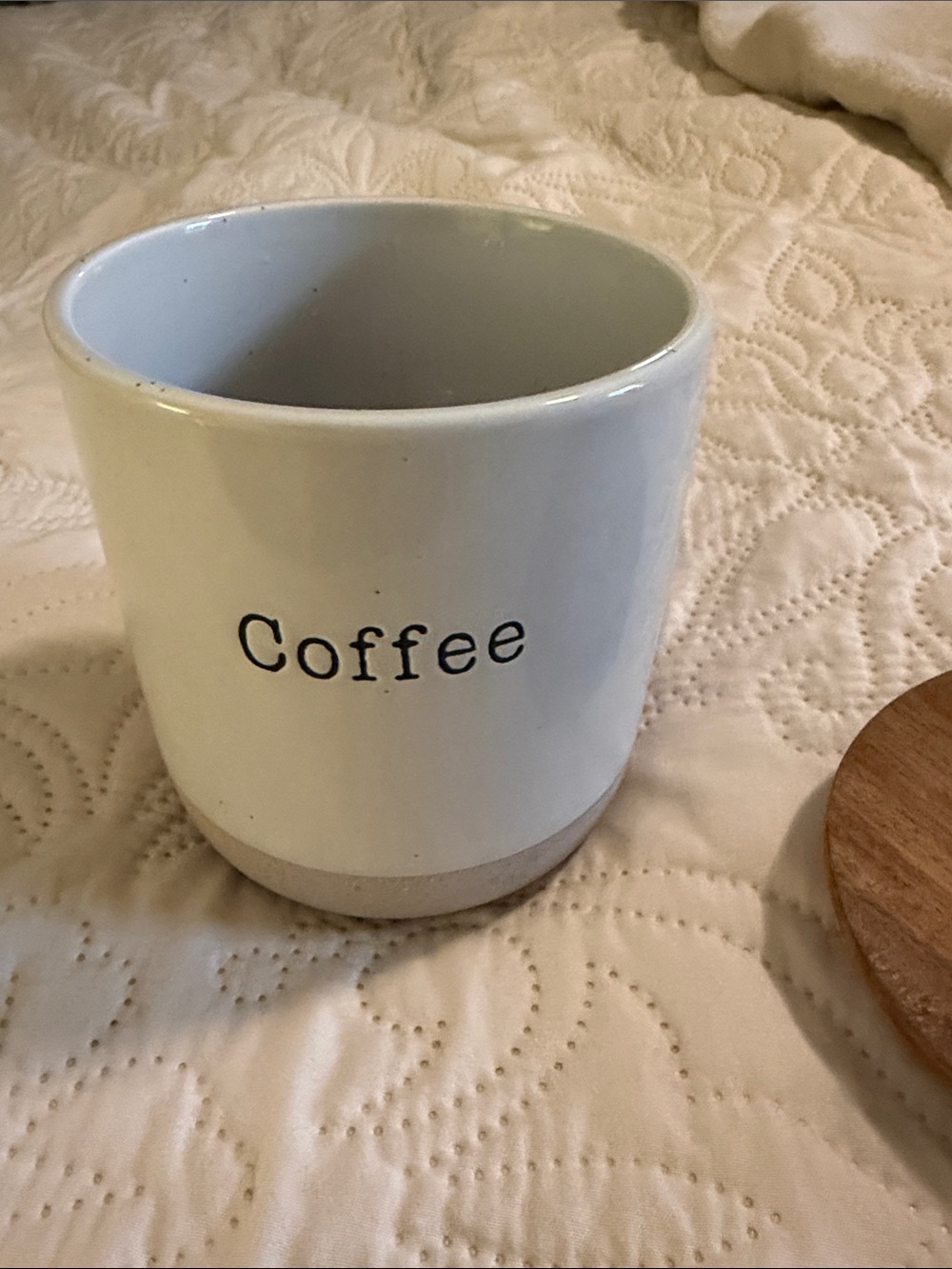 Cream Ceramic Coffee Canister with Minimalist 'Coffee' Label